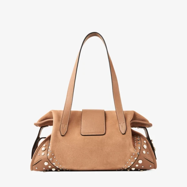 Toffee, Ivory and Shiny Gold Jimmy Choo Bar Holdall Medium, view 5 | Totes & Top-Handle Bags