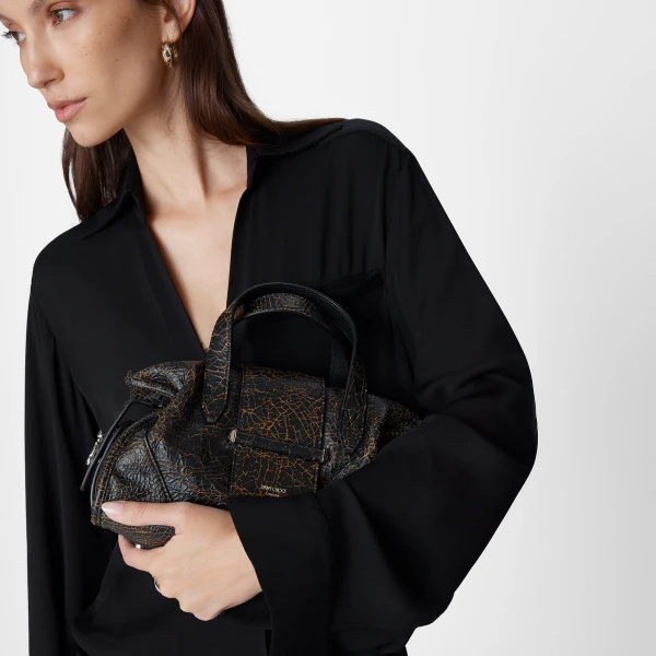 Black, Caramel and Silver Jimmy Choo Bar Holdall Small, view 3 | Totes & Top-Handle Bags