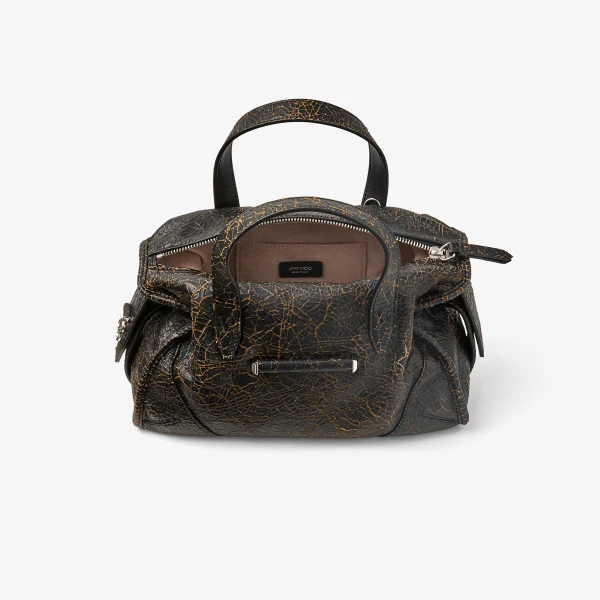Black, Caramel and Silver Jimmy Choo Bar Holdall Small, view 6 | Totes & Top-Handle Bags