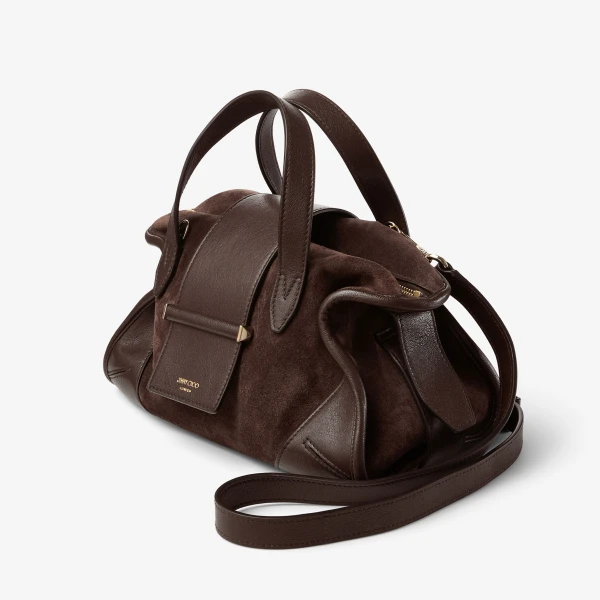Chocolate and Shiny Gold Jimmy Choo Bar Holdall Small, view 2 | Mini Bags