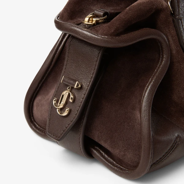 Chocolate and Shiny Gold Jimmy Choo Bar Holdall Small, view 3 | Mini Bags