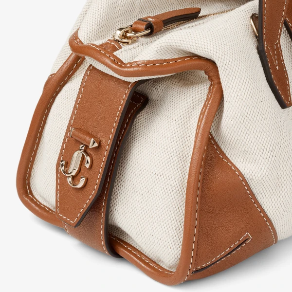 Natural, Tan and Shiny Gold Jimmy Choo Bar Holdall Small, view 3 | Mini Bags