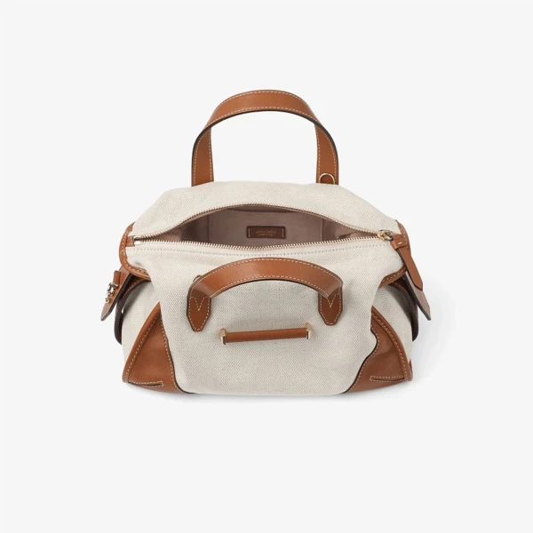 Natural, Tan and Shiny Gold Jimmy Choo Bar Holdall Small, view 4 | Mini Bags