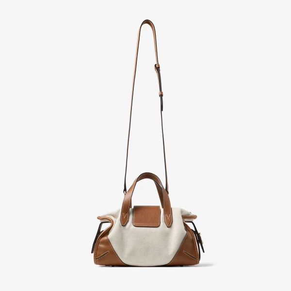 Natural, Tan and Shiny Gold Jimmy Choo Bar Holdall Small, view 5 | Mini Bags