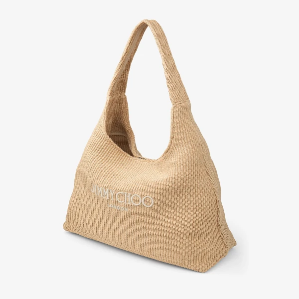 Natural and Latte Jimmy Choo Beach Diamond Hobo Large, view 2 | Shoulder & Crossbody Bags