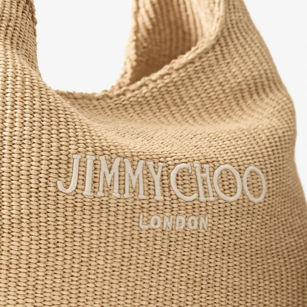 Natural and Latte Jimmy Choo Beach Diamond Hobo Large, view 3 | Shoulder & Crossbody Bags
