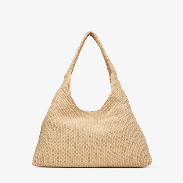 Natural and Latte Jimmy Choo Beach Diamond Hobo Large, view 5 | Shoulder & Crossbody Bags
