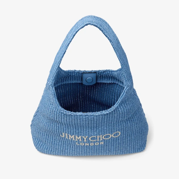 Ocean Blue and Ecru Jimmy Choo Beach Diamond Hobo Large, view 5 | Shoulder & Crossbody Bags