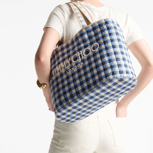 Marine Mix and Ecru Jimmy Choo Beach Tote East-west, view 3 | Totes & Top-Handle Bags