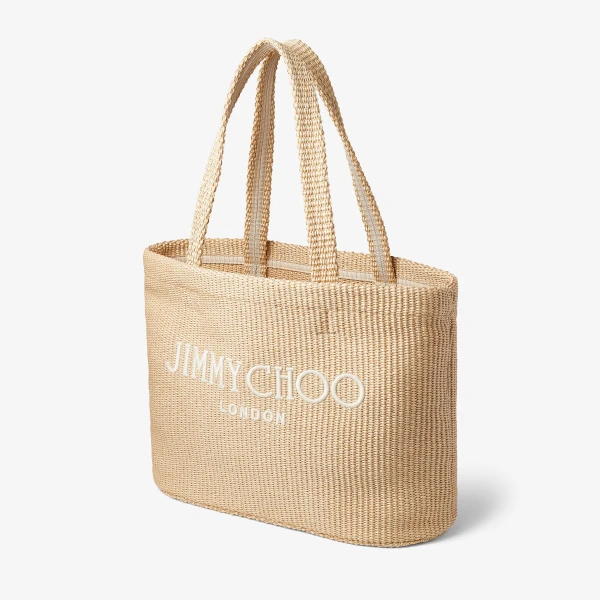 Natural and Latte Jimmy Choo Beach Tote East-west, view 2 | Totes & Top-Handle Bags