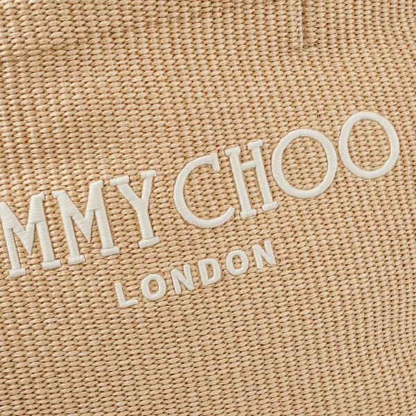 Natural and Latte Jimmy Choo Beach Tote East-west, view 3 | Totes & Top-Handle Bags