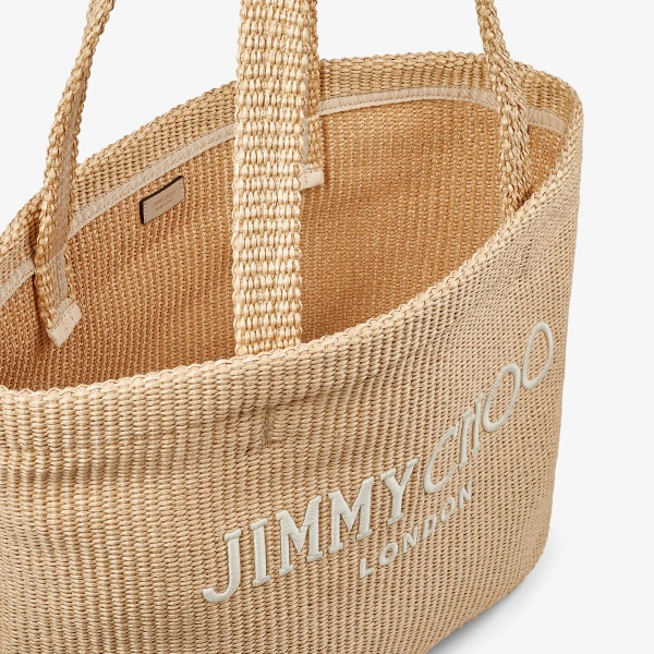 Natural and Latte Jimmy Choo Beach Tote East-west, view 4 | Totes & Top-Handle Bags