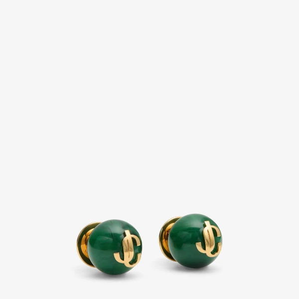 Dark Green and Gold Jimmy Choo Beads Earrings, view 2 | Earrings