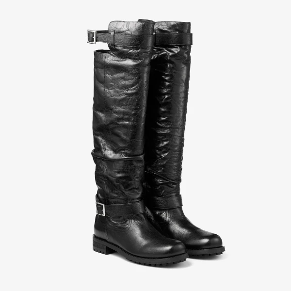 Black Jimmy Choo Biker Knee Boot, view 4 | Boots