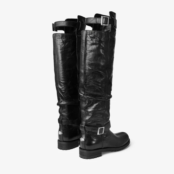 Black Jimmy Choo Biker Knee Boot, view 6 | Boots