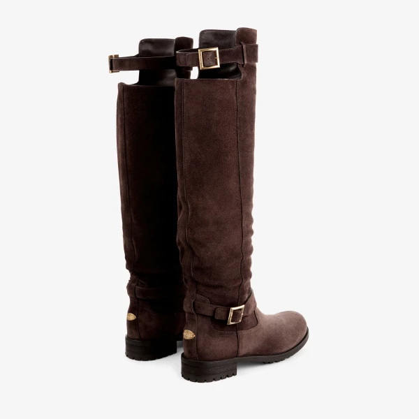 Chocolate Jimmy Choo Biker Knee Boot, view 5 | Boots