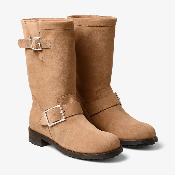 Toffee Jimmy Choo Biker Mid Ankle Boots, view 3 | Boots
