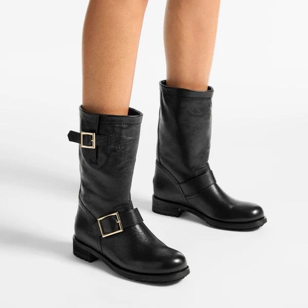 Black Jimmy Choo Biker Mid Boots, view 2 | Boots