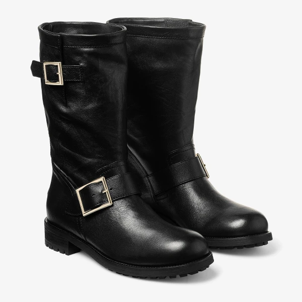 Black Jimmy Choo Biker Mid Boots, view 3 | Boots