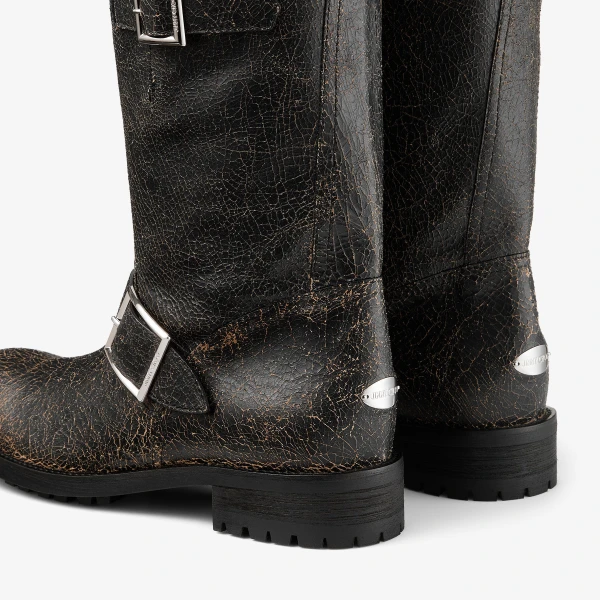 Black and Butterscotch Jimmy Choo Biker Mid Boots, view 4 | Boots