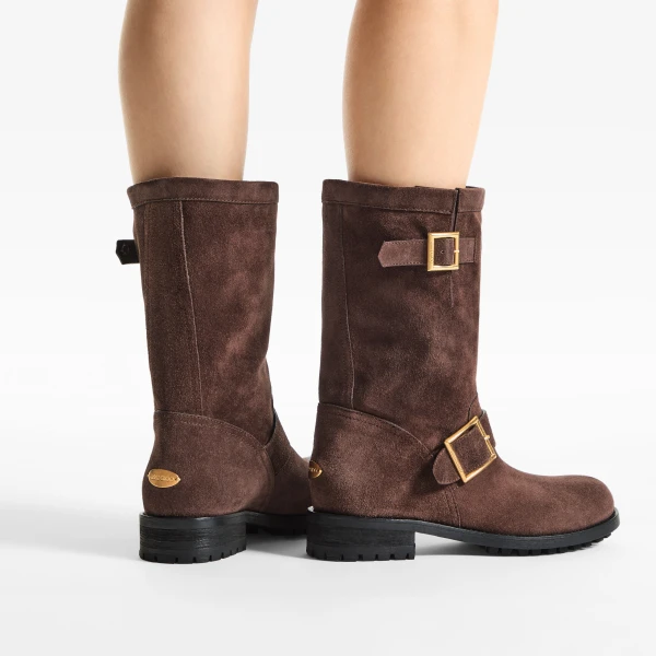 Chocolate Jimmy Choo Biker Mid Boots, view 2 | Boots