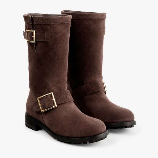 Chocolate Jimmy Choo Biker Mid Boots, view 3 | Boots