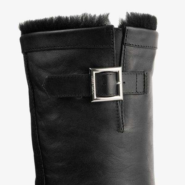 Black Jimmy Choo Biker Mid Shearling Boots, view 4 | Boots