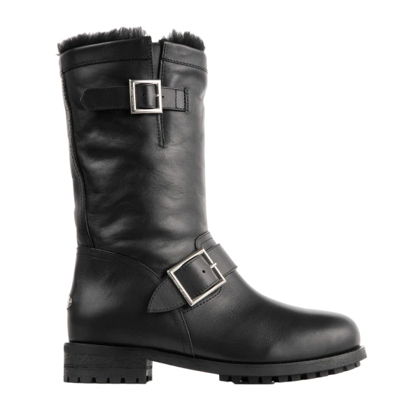 Black Jimmy Choo Biker Mid Shearling Boots | Boots