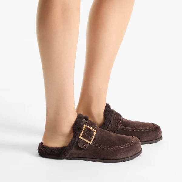 Chocolate Jimmy Choo Biker Mule, view 2 | Mules