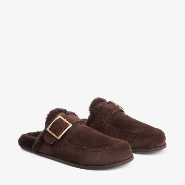 Chocolate Jimmy Choo Biker Mule, view 3 | Mules