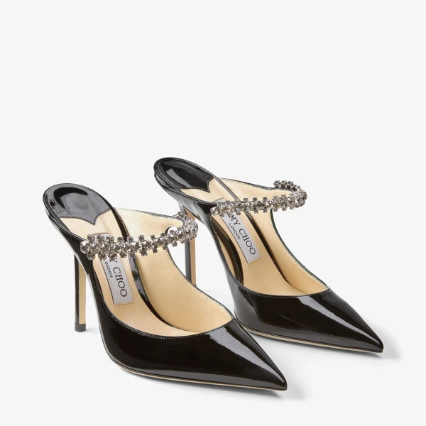 Black Jimmy Choo Bing 100 Mules, view 2 | Mules
