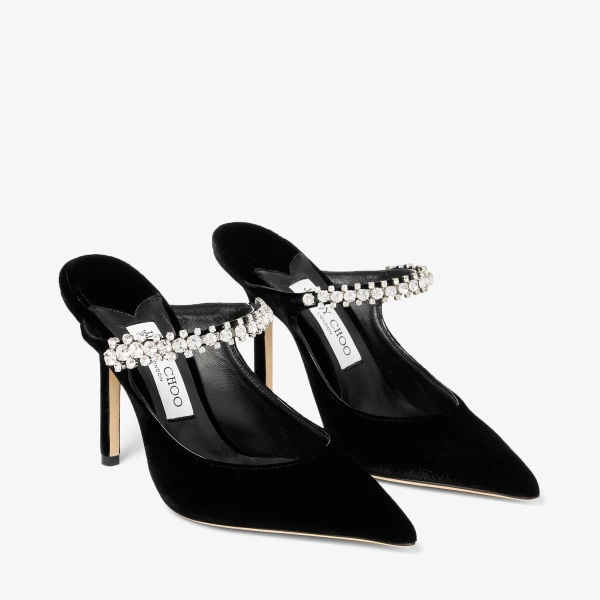 Black Jimmy Choo Bing 100 Mules, view 2 | Mules