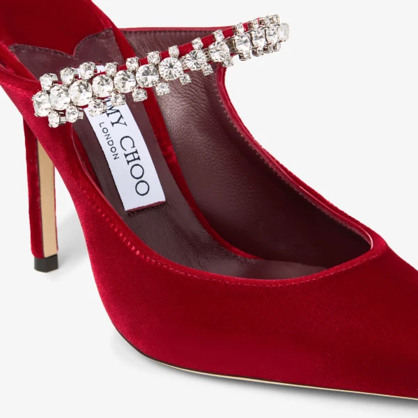 Ruby Red Jimmy Choo Bing 100 Mules, view 4 | Mules