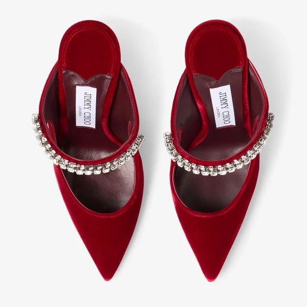 Ruby Red Jimmy Choo Bing 100 Mules, view 5 | Mules