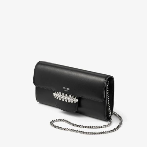 Black and Silver Jimmy Choo Bing Wallet Chain, view 3 | Mini Bags