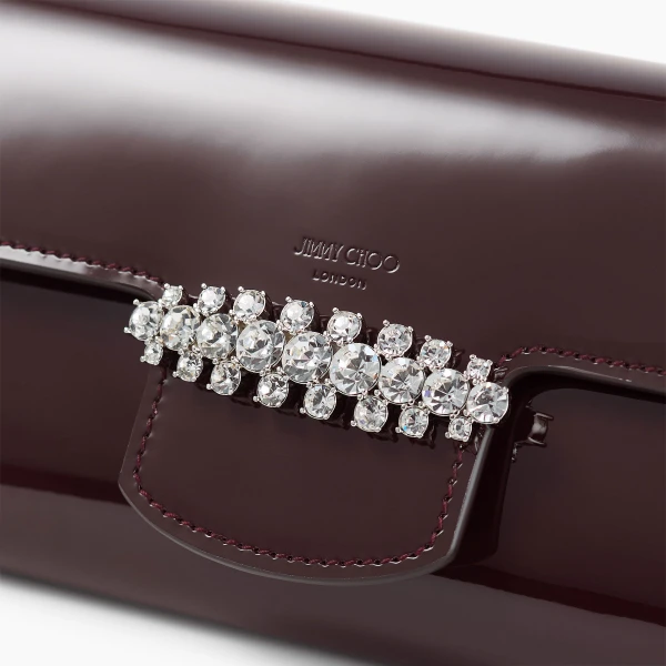 Deep Merlot and Silver Jimmy Choo Bing Wallet with Chain, view 4 | Mini Bags
