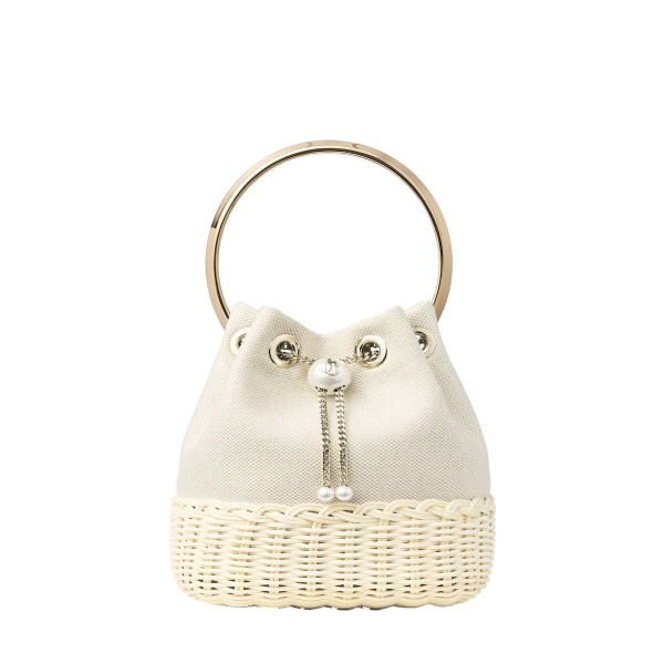 Beige Jimmy Choo Bon Bon Bucket Bag | Bucket Bags