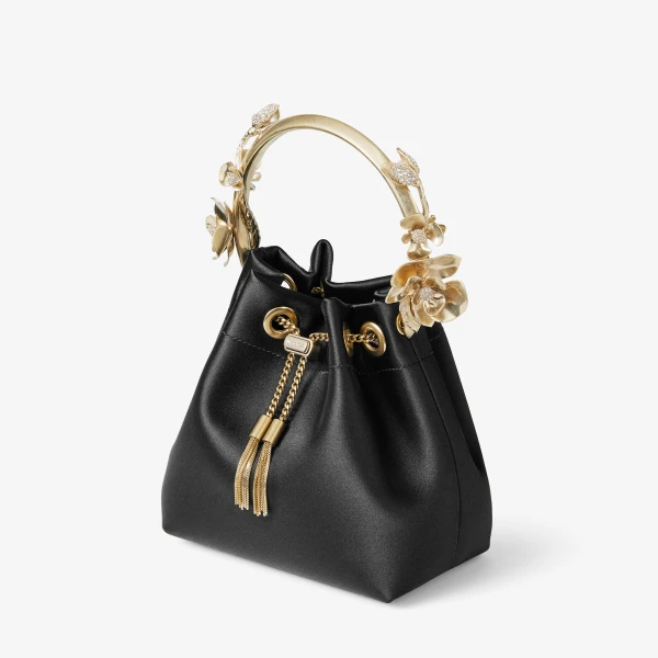 Black Jimmy Choo Bon Bon Bucket Bag, view 2 | Bucket Bags