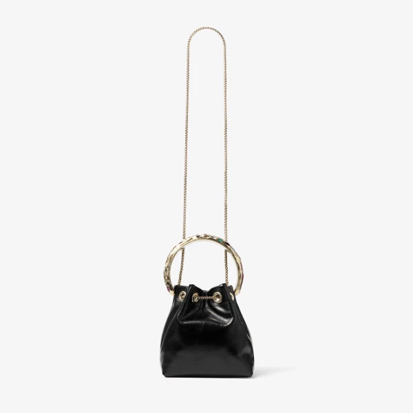 Black, Multi and Gold Jimmy Choo Bon Bon Bucket Bag, view 6 | Bucket Bags