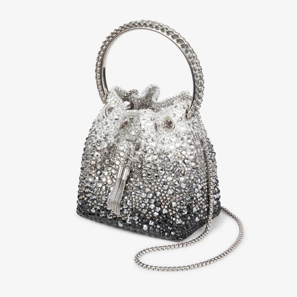 Black, Smoke and Clear Jimmy Choo Bon Bon Bucket Bag, view 3 | Bucket Bags