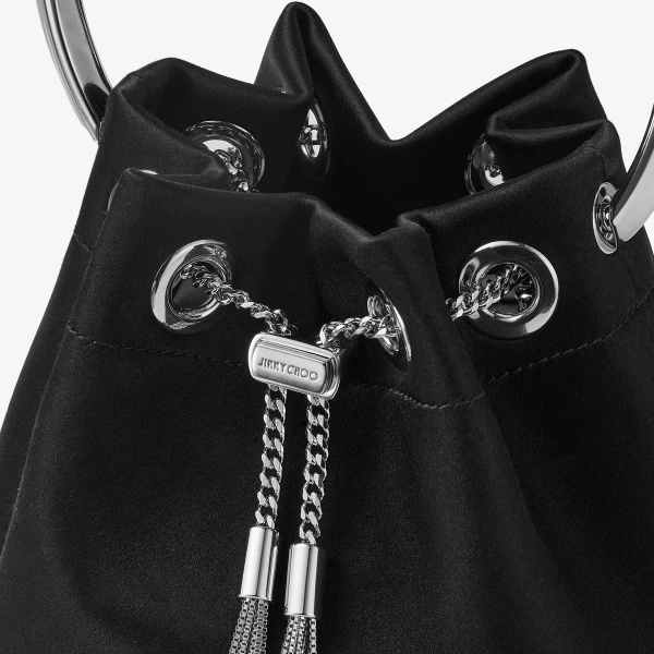 Black and Silver Jimmy Choo Bon Bon Bucket Bag, view 4 | Bucket Bags