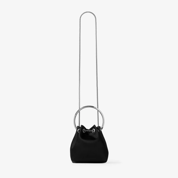 Black and Silver Jimmy Choo Bon Bon Bucket Bag, view 6 | Bucket Bags
