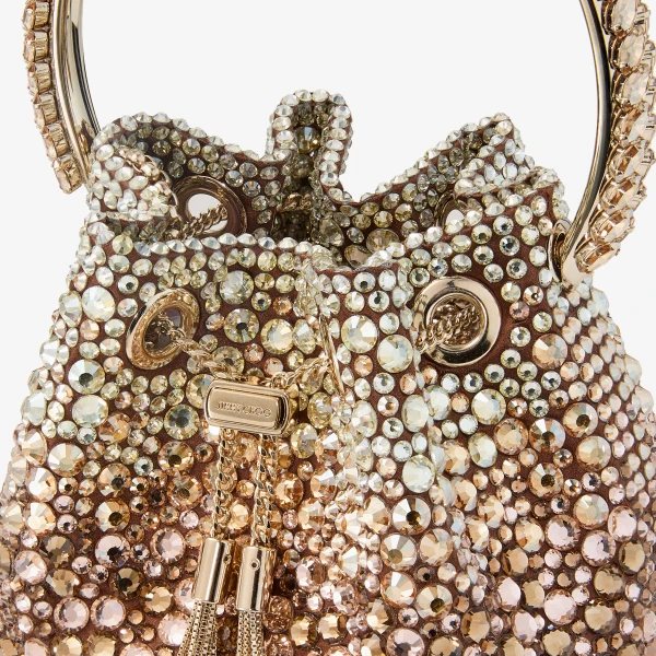 Bronze and Honey Mix Jimmy Choo Bon Bon Bucket Bag, view 4 | Bucket Bags