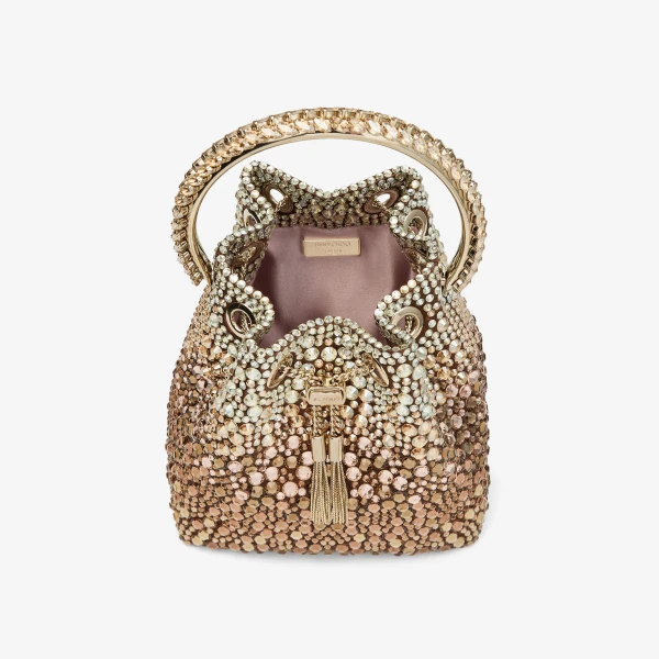 Bronze and Honey Mix Jimmy Choo Bon Bon Bucket Bag, view 5 | Bucket Bags
