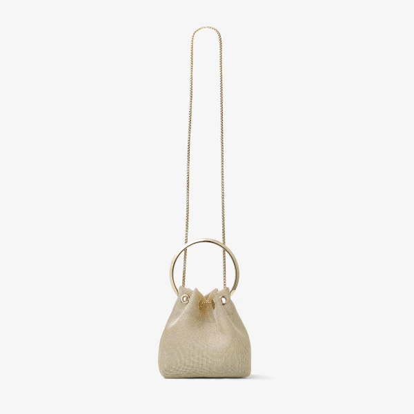 Champagne and Light Gold Jimmy Choo Bon Bon Bucket Bag, view 6 | Bucket Bags