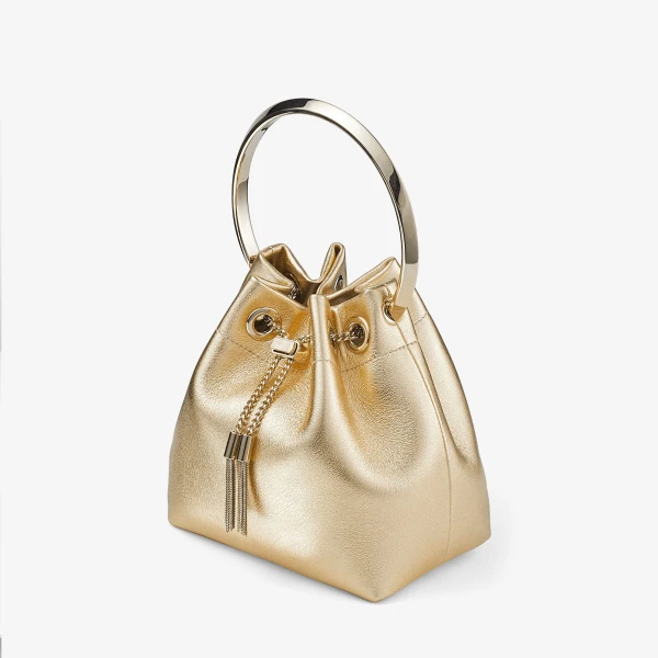 Gold Jimmy Choo Bon Bon Bucket Bag, view 4 | Bucket Bags
