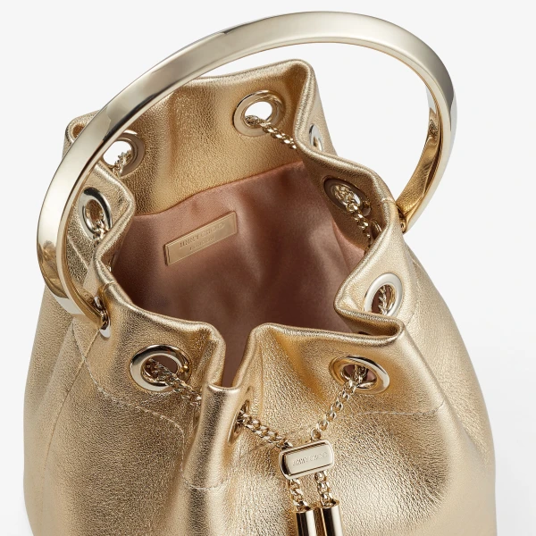 Gold Jimmy Choo Bon Bon Bucket Bag, view 6 | Bucket Bags