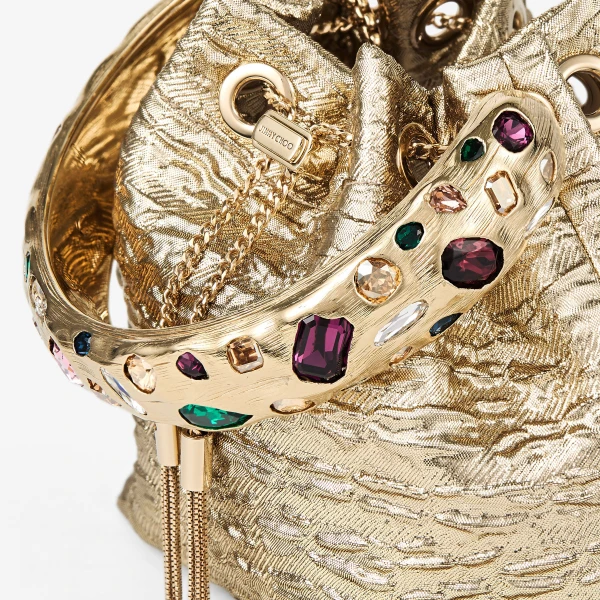 Gold and Multi Jimmy Choo Bon Bon Bucket Bag, view 4 | Bucket Bags