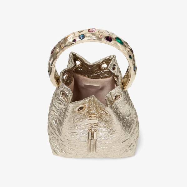Gold and Multi Jimmy Choo Bon Bon Bucket Bag, view 5 | Bucket Bags