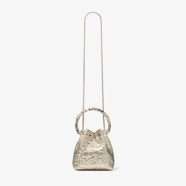 Gold and Multi Jimmy Choo Bon Bon Bucket Bag, view 6 | Bucket Bags